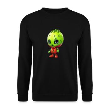 Kawaii Alien Strawberry: Cute Extraterrestrial - Unisex Sweatshirt - black - Front - Alina (178cm) & Michal (187cm)