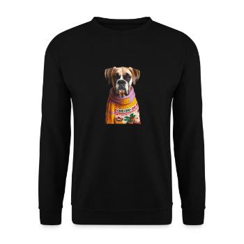 Deutscher Boxer Weihnachten - Unisex Pullover - Schwarz - Vorne - Alina (178cm) & Michal (187cm)
