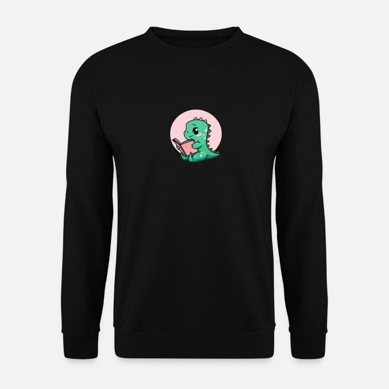 Cute Book Reading Dinosaur - Unisex Pullover - Schwarz