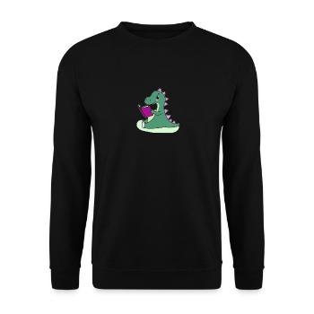 Mignon livre lisant Dinosaure - Sweat-shirt Unisexe - noir - Devant - Alina (178cm) & Michal (187cm)