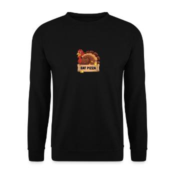 Drôle de dinde de Thanksgiving Mangez de la pizza Adulte végétalien - Sweat-shirt Unisexe - noir - Devant - Alina (178cm) & Michal (187cm)