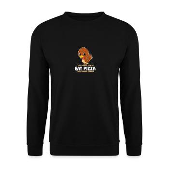 Mignon Thanksgiving Turquie Manger Pizza Adulte Végétalien - Sweat-shirt Unisexe - noir - Devant - Alina (178cm) & Michal (187cm)