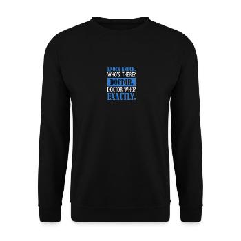 Knock Knock. Who's There? Funny Doctor - Unisex Pullover - Schwarz - Vorne - Alina (178cm) & Michal (187cm)