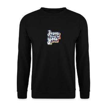 Jésus vit en toi Bible chrétienne - Sweat-shirt Unisexe - noir - Devant - Alina (178cm) & Michal (187cm)