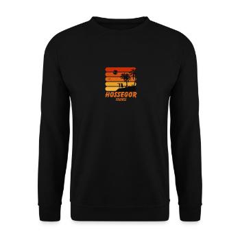 Surfing Vintage Hossegor Beach France Retro Surf - Unisex Sweatshirt - black - Front - Alina (178cm) & Michal (187cm)