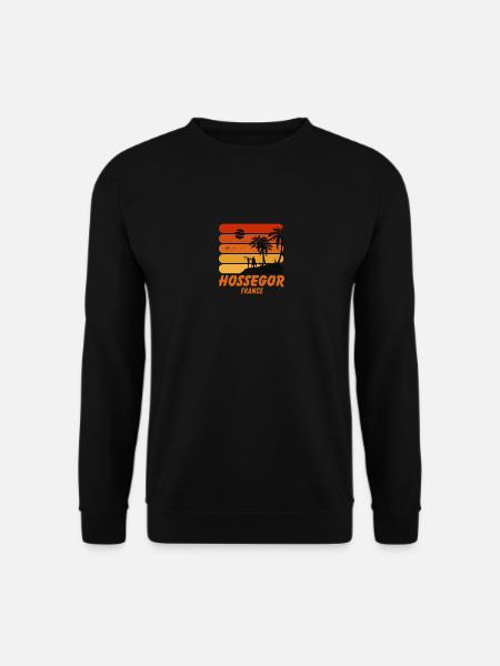 Surfing Vintage Hossegor Beach France Retro Surf - Sweat-shirt Unisexe - noir