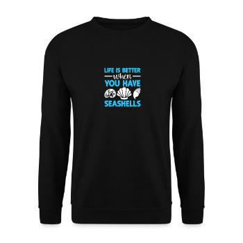 Shelling Seashell Hunter Collecting Seashells - Unisex Sweatshirt - black - Front - Alina (178cm) & Michal (187cm)