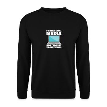 Social Media Kit Platform Advertising SMM Manager - Unisex Sweatshirt - black - Front - Alina (178cm) & Michal (187cm)