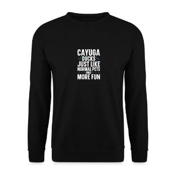 Cayuga Duck Owner Jouets d’enclos pour animaux en peluche - Sweat-shirt Unisexe - noir - Devant - Alina (178cm) & Michal (187cm)