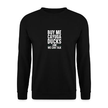 Cayuga Duck Owner Jouets d’enclos pour animaux en peluche - Sweat-shirt Unisexe - noir - Devant - Alina (178cm) & Michal (187cm)