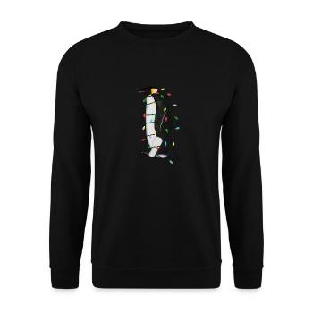 Penguin String Lights Christmas Bird Cap - Unisex Sweatshirt - black - Front - Alina (178cm) & Michal (187cm)