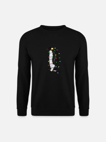 Pinguin Lichterkette Weihnachten Vogel Mütze - Unisex Pullover - Schwarz