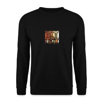 Retro Vintage Shrooms Mushroom Hunting - Unisex Pullover - Schwarz - Vorne - Alina (178cm) & Michal (187cm)
