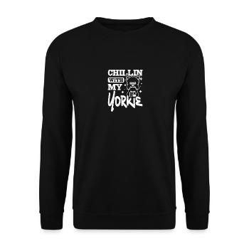 chillin with my yorkie - Unisex Sweatshirt - black - Front - Alina (178cm) & Michal (187cm)