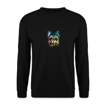 colorful splash art dog lover French bulldog - Unisex Pullover - Schwarz - Vorne - Alina (178cm) & Michal (187cm)