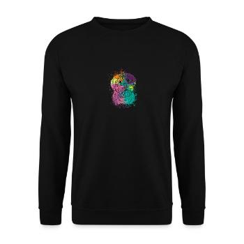 Colorful Splash Art Dog Lover Yorkie - Unisex Sweatshirt - black - Front - Alina (178cm) & Michal (187cm)