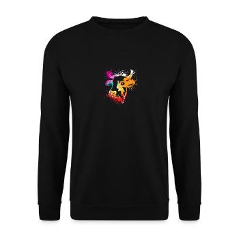 Colerfull Splash Art Farm animals cow head - Unisex Pullover - Schwarz - Vorne - Alina (178cm) & Michal (187cm)