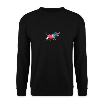 Colorful Splash Art Farm animals bull ox - Unisex Sweatshirt - black - Front - Alina (178cm) & Michal (187cm)