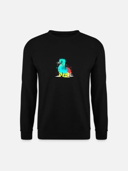 Splash Art Seehund Seelöwe Robbe - Unisex Pullover - Schwarz
