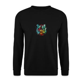 Splash Art Sibirischer indischer tiger kopf - Unisex Pullover - Schwarz - Vorne - Alina (178cm) & Michal (187cm)