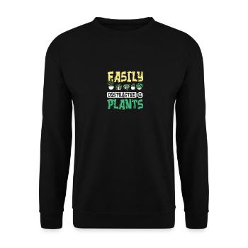 Easily distracted by plants Botanist - Unisex Pullover - Schwarz - Vorne - Alina (178cm) & Michal (187cm)