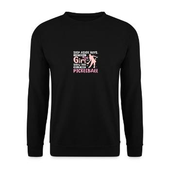 Laissez cette fille vous montrer comment jouer au pickleball - Sweat-shirt Unisexe - noir - Devant - Alina (178cm) & Michal (187cm)