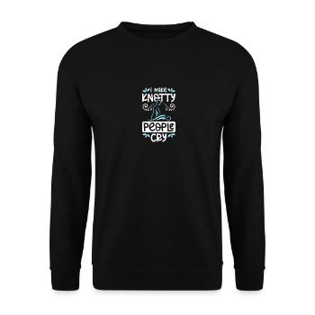I make knotty people cry Massage therapists - Unisex Pullover - Schwarz - Vorne - Alina (178cm) & Michal (187cm)