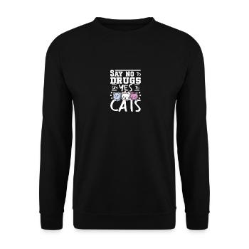 Say No To Drugs Say Yes To Cats Red Ribbon - Unisex Pullover - Schwarz - Vorne - Alina (178cm) & Michal (187cm)