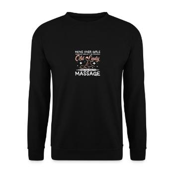 Let this old lady show you to massage - Unisex Pullover - Schwarz - Vorne - Alina (178cm) & Michal (187cm)