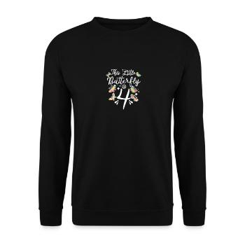 Enfants 4ème anniversaire Petit Papillon a 4 ans - Sweat-shirt Unisexe - noir - Devant - Alina (178cm) & Michal (187cm)