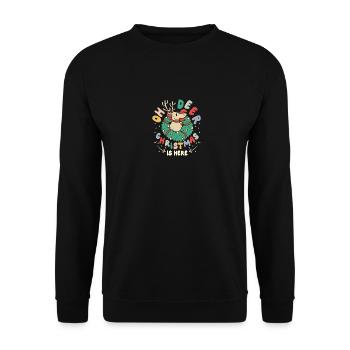 Groovy oh deer christmas is here - Unisex Pullover - Schwarz - Vorne - Alina (178cm) & Michal (187cm)