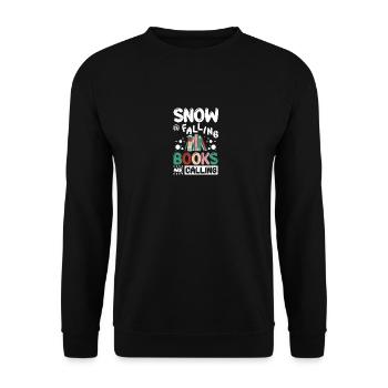 Snow is falling books are calling - Unisex Pullover - Schwarz - Vorne - Alina (178cm) & Michal (187cm)
