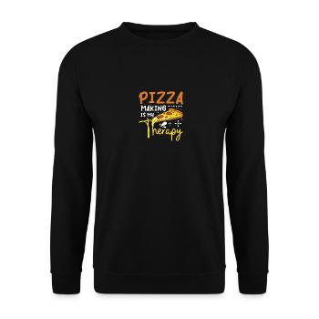Pizza making is my therapy - Unisex Pullover - Schwarz - Vorne - Alina (178cm) & Michal (187cm)
