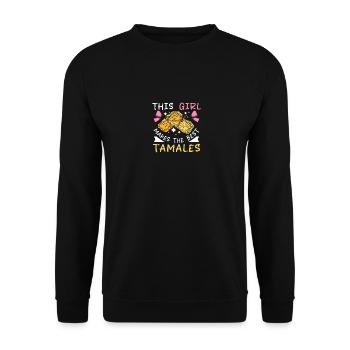 This girl makes the best tamales - Unisex Sweatshirt - black - Front - Alina (178cm) & Michal (187cm)