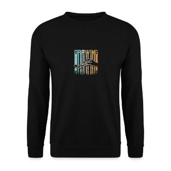 Retro Vintage Drawing - Unisex Pullover - Schwarz - Vorne - Alina (178cm) & Michal (187cm)