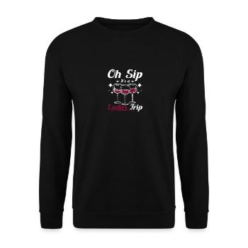 Dame de vin, Oh gorgée c’est un voyage de dames de filles de femmes - Sweat-shirt Unisexe - noir - Devant - Alina (178cm) & Michal (187cm)