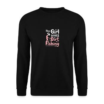 This girl loves dirty fishing - Unisex Sweatshirt - black - Front - Alina (178cm) & Michal (187cm)