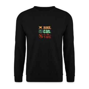 Baking bread eat repeat - Unisex Sweatshirt - black - Front - Alina (178cm) & Michal (187cm)