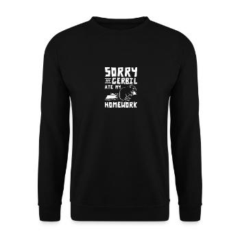Sorry my gerbil ate my homework - Unisex Sweatshirt - black - Front - Alina (178cm) & Michal (187cm)