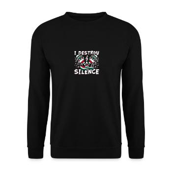 Maracas player I destroy silence - Unisex Sweatshirt - black - Front - Alina (178cm) & Michal (187cm)