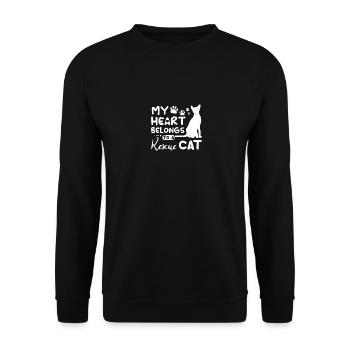 My heart belongs to a rescue cat - Unisex Pullover - Schwarz - Vorne - Alina (178cm) & Michal (187cm)