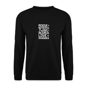 Rescue the mistreated love the abandoned - Unisex Pullover - Schwarz - Vorne - Alina (178cm) & Michal (187cm)