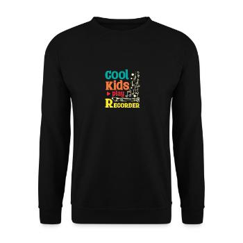 For children Cool kids play recorder - Unisex Sweatshirt - black - Front - Alina (178cm) & Michal (187cm)