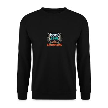 Children cool kids play saxophone - Unisex Sweatshirt - black - Front - Alina (178cm) & Michal (187cm)