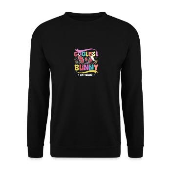 Kids Coolest bunny in town easter - Unisex Pullover - Schwarz - Vorne - Alina (178cm) & Michal (187cm)