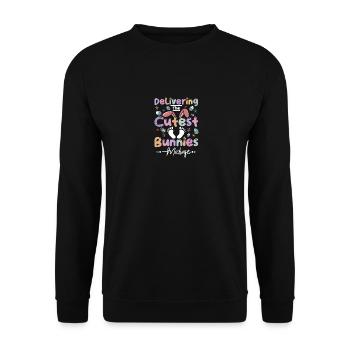 Delivering The Cutest Bunnies Easter Midwife - Unisex Pullover - Schwarz - Vorne - Alina (178cm) & Michal (187cm)