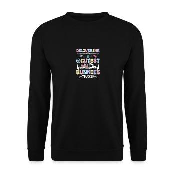 Delivering The Cutest Bunnies Easter Trucker - Unisex Sweatshirt - black - Front - Alina (178cm) & Michal (187cm)