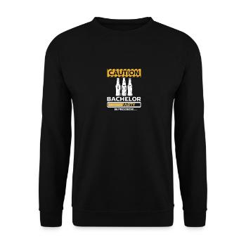 Groomsmen caution bachelor party in progress - Unisex Sweatshirt - black - Front - Alina (178cm) & Michal (187cm)