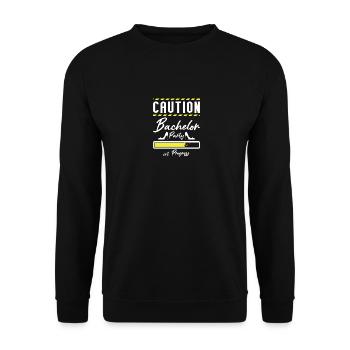 Bridesmaid Caution Bachelor Party In Progress - Unisex Pullover - Schwarz - Vorne - Alina (178cm) & Michal (187cm)