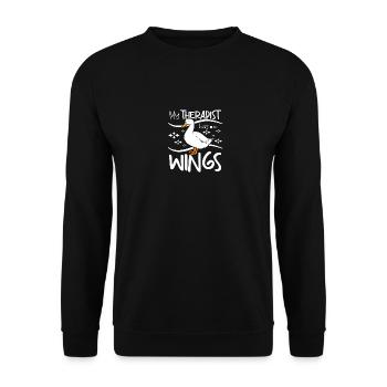 My therapist has wings, pet duck - Unisex Sweatshirt - black - Front - Alina (178cm) & Michal (187cm)